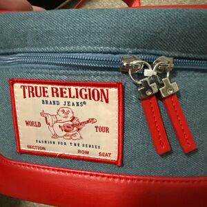 True Religion Blue and Red Denim Bag